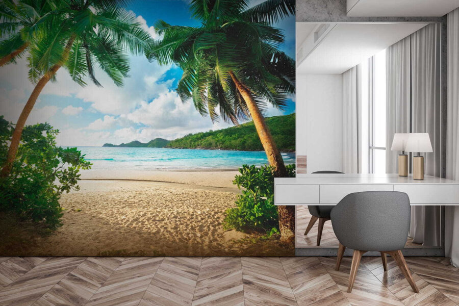 Papel de parede Praia com palmeiras e água azul - Image 8
