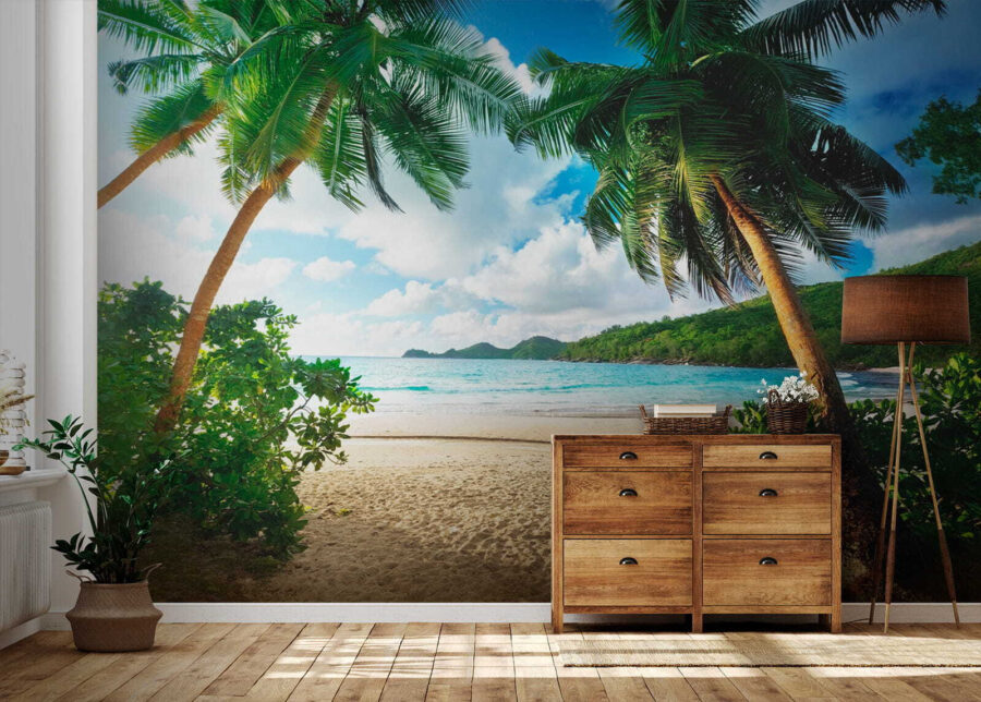Papel de parede Praia com palmeiras e água azul - Image 5
