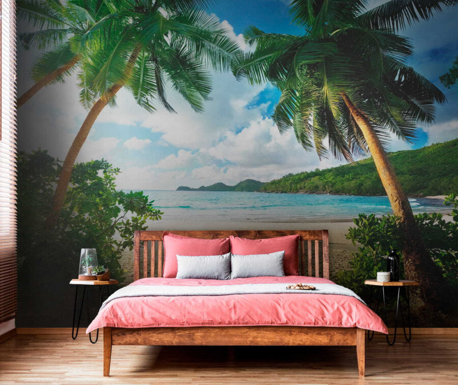 Papel de parede Praia com palmeiras e água azul - Image 4