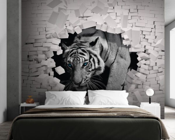 Tigre a sair de uma parede Tigre a sair de uma parede