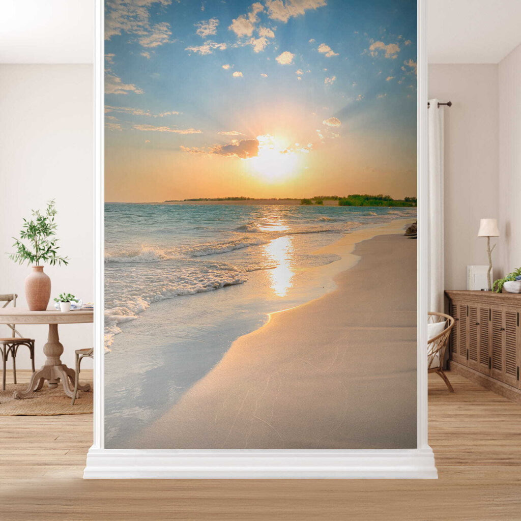 Praia com ondas e um pôr do sol u53408pih3m 1024x1024 - Praia com ondas e um pôr do sol