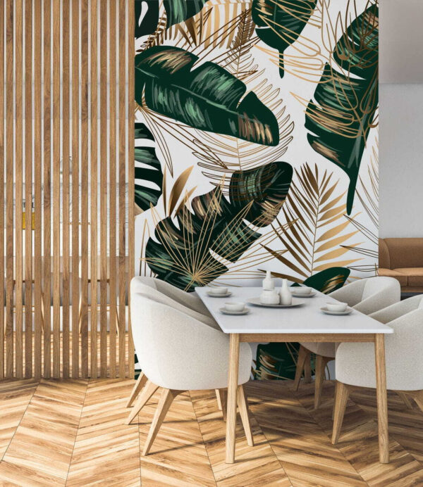 Folhas tropicais exuberantes num design elegante Folhas tropicais exuberantes num design elegante