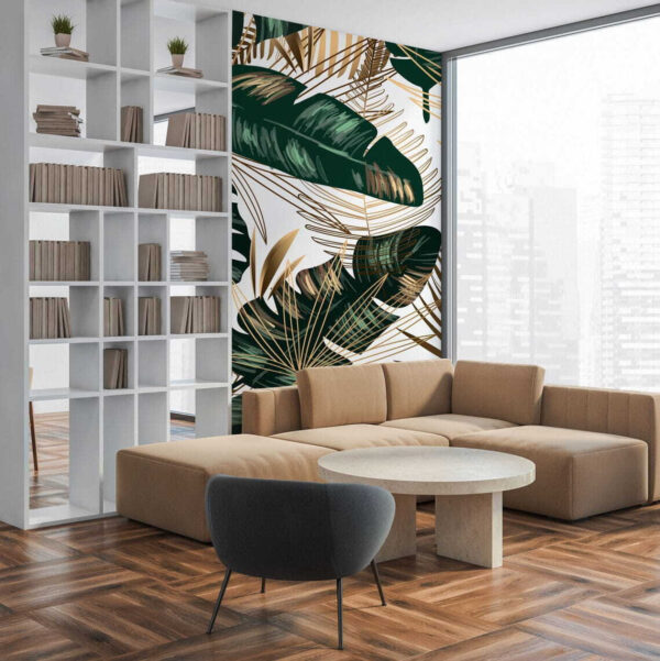 Folhas tropicais exuberantes num design elegante Folhas tropicais exuberantes num design elegante