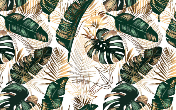 Folhas tropicais exuberantes num design elegante Folhas tropicais exuberantes num design elegante