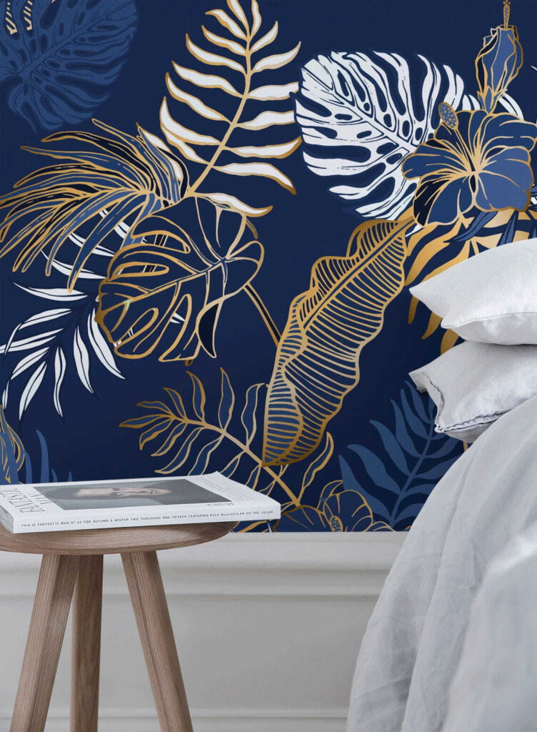 u53271pib1 752x1024 - Padrão de folhas sobre um fundo azul - tegory