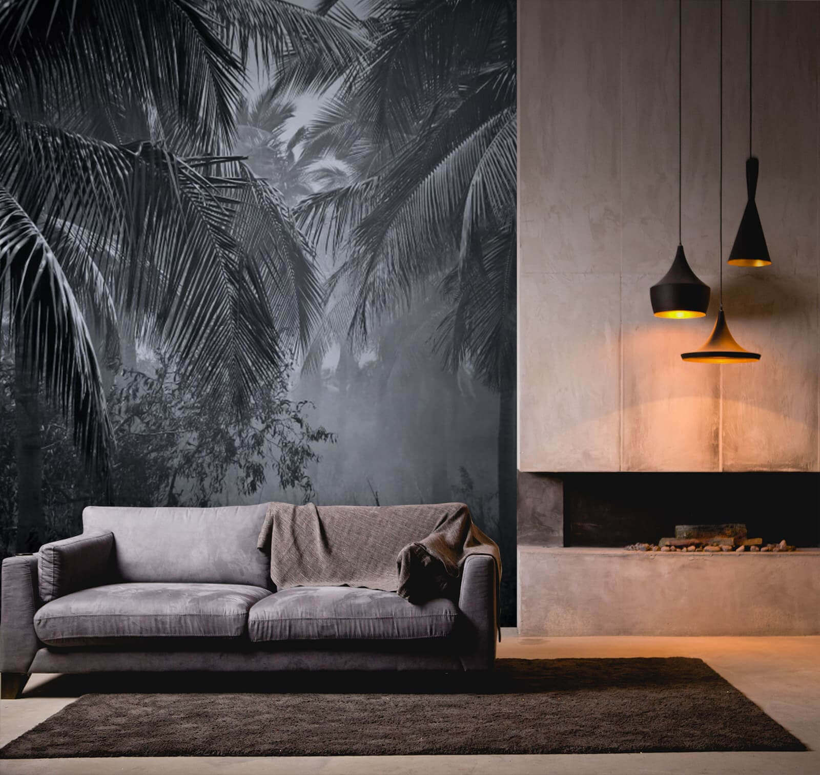 Floresta enevoada com palmeiras u51932pig1m - Floresta enevoada com palmeiras - tegory