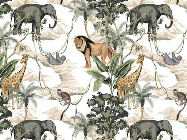 Papel de parede com animais e árvores Papel de parede com animais e árvores