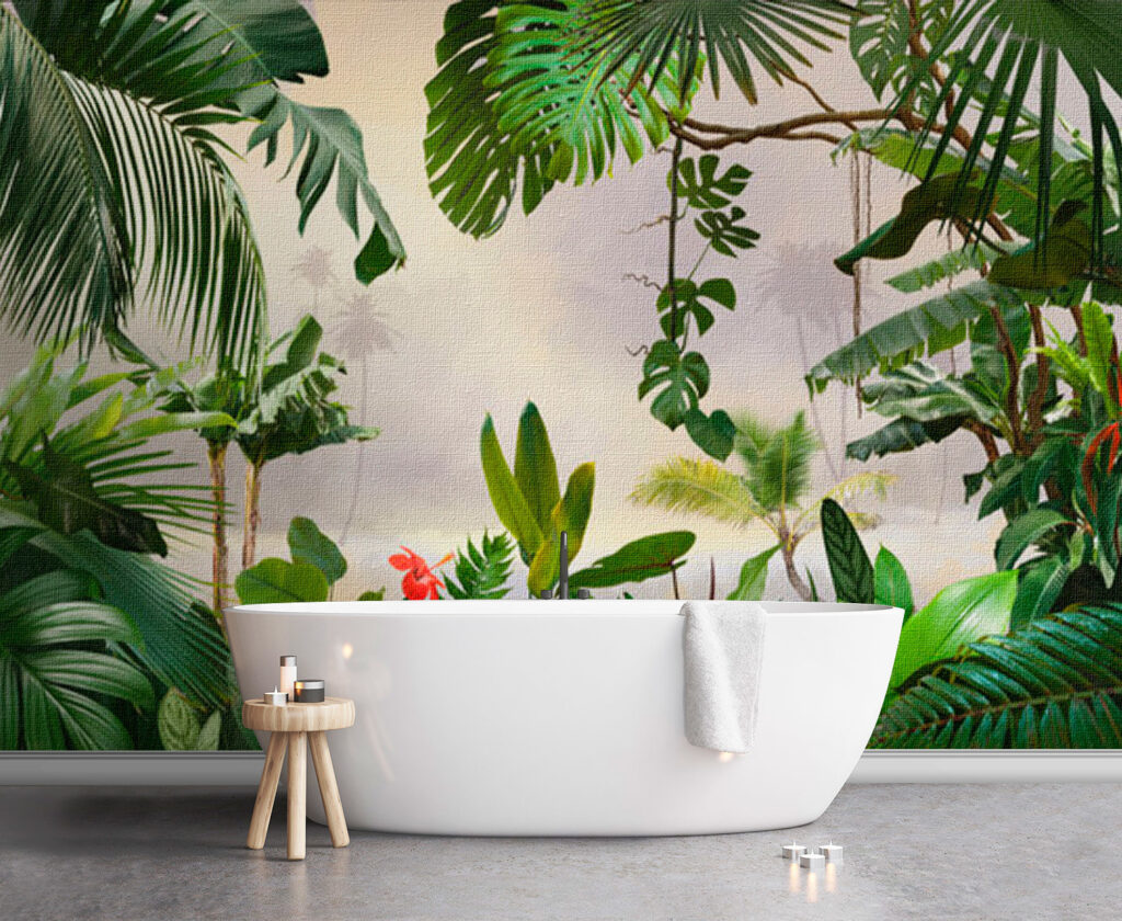 Group of plants with trees and flowers