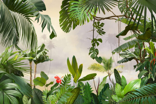 Grupo de plantas com árvores e flores Grupo de plantas com árvores e flores