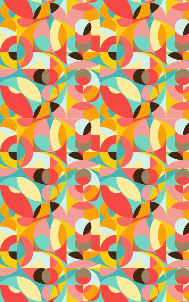 Colorful pattern of circles and squares