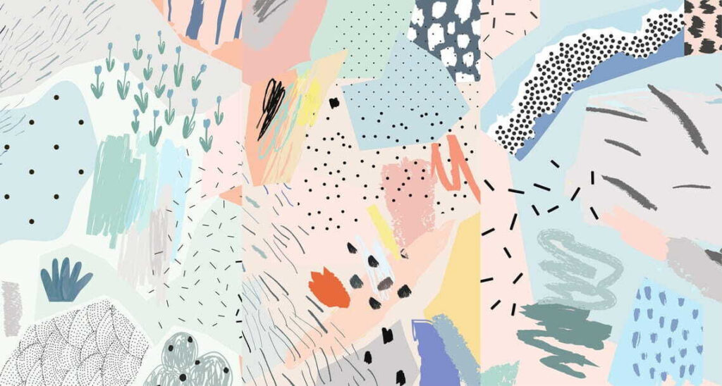 Colagem de pedaços de papel de cores diferentes Colagem de pedaços de papel de cores diferentes