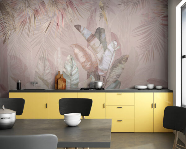 Folhas tropicais em tons pastel suaves. Folhas tropicais em tons pastel suaves.