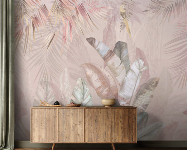 Folhas tropicais em tons pastel suaves. Folhas tropicais em tons pastel suaves.