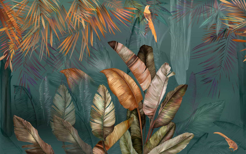Pintura de um pássaro e de uma planta Pintura de um pássaro e de uma planta