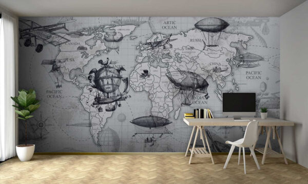 Mapa do mundo com diferentes tipos de balões de ar Mapa do mundo com diferentes tipos de balões de ar