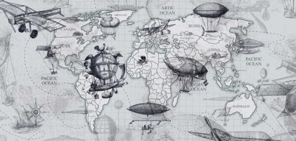 Mapa do mundo com diferentes tipos de balões de ar Mapa do mundo com diferentes tipos de balões de ar