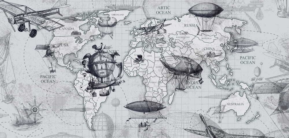 Mapa do mundo com diferentes tipos de balões de ar Mapa do mundo com diferentes tipos de balões de ar