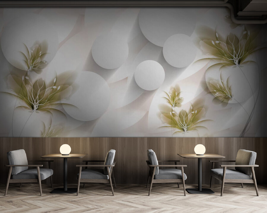 Desenho floral branco e verde
