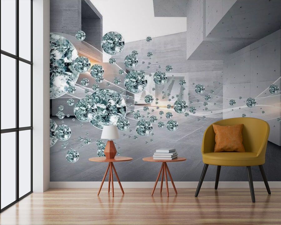 Grande aglomerado de diamantes numa sala