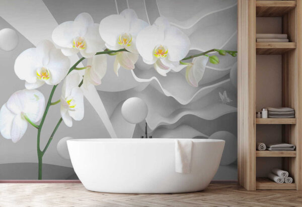 Orquídeas brancas e bolas brancas Orquídeas brancas e bolas brancas