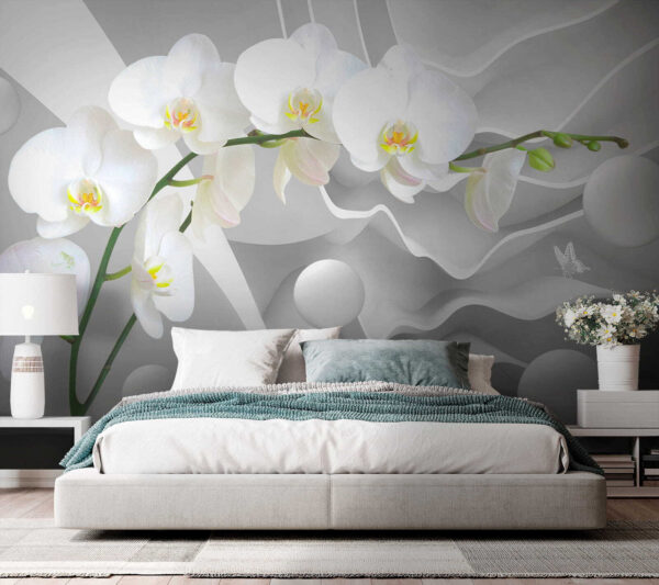 Orquídeas brancas e bolas brancas Orquídeas brancas e bolas brancas