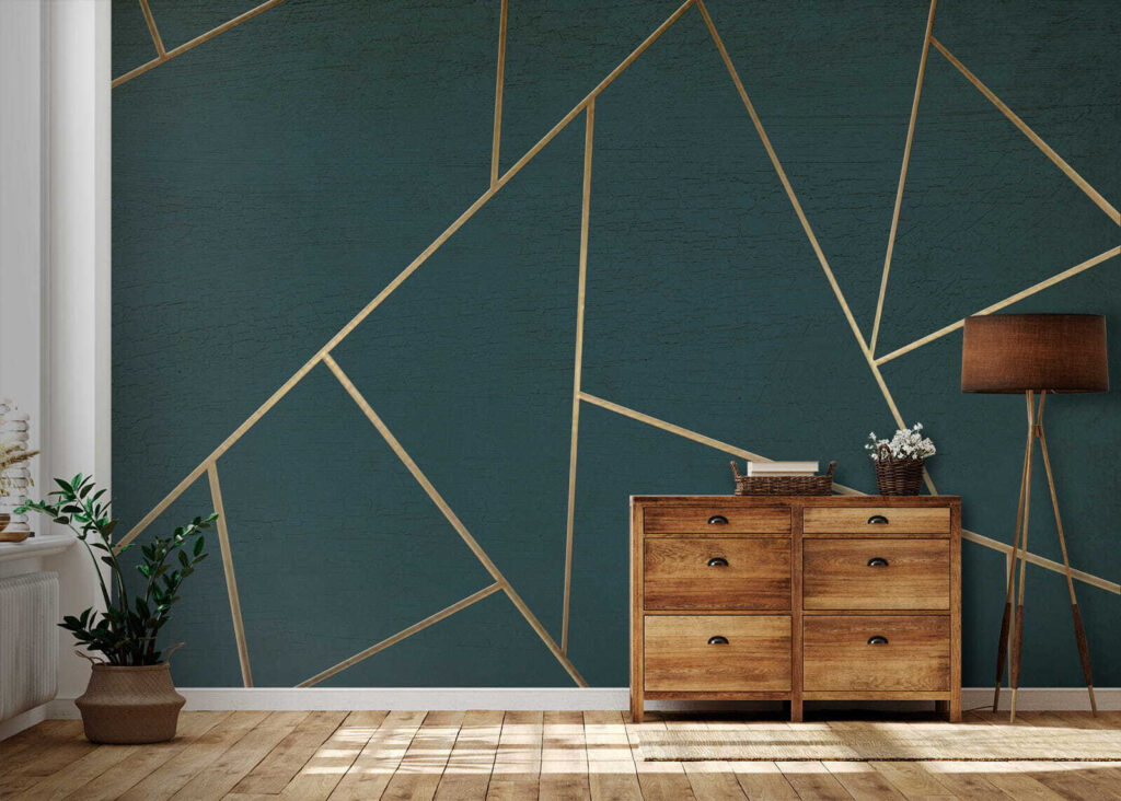 Abstract teal lines intersecting gracefully