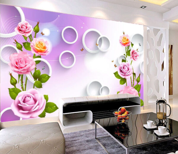 Papel de parede com rosas e anéis Papel de parede com rosas e anéis