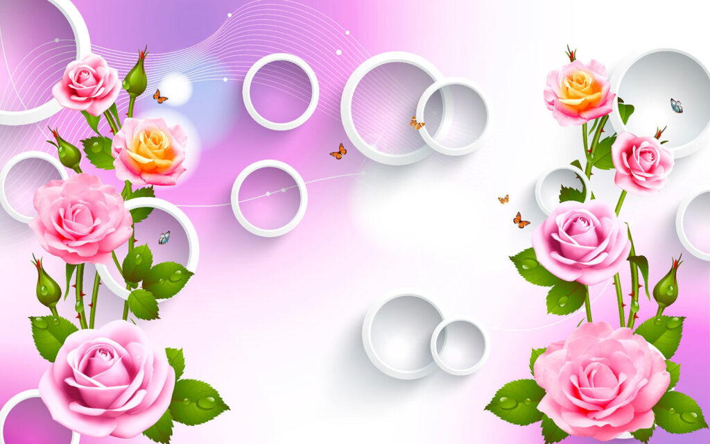 Papel de parede com rosas e anéis Papel de parede com rosas e anéis