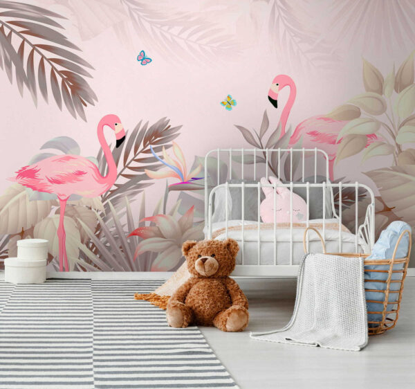 Flamingos cor-de-rosa e flores Flamingos cor-de-rosa e flores