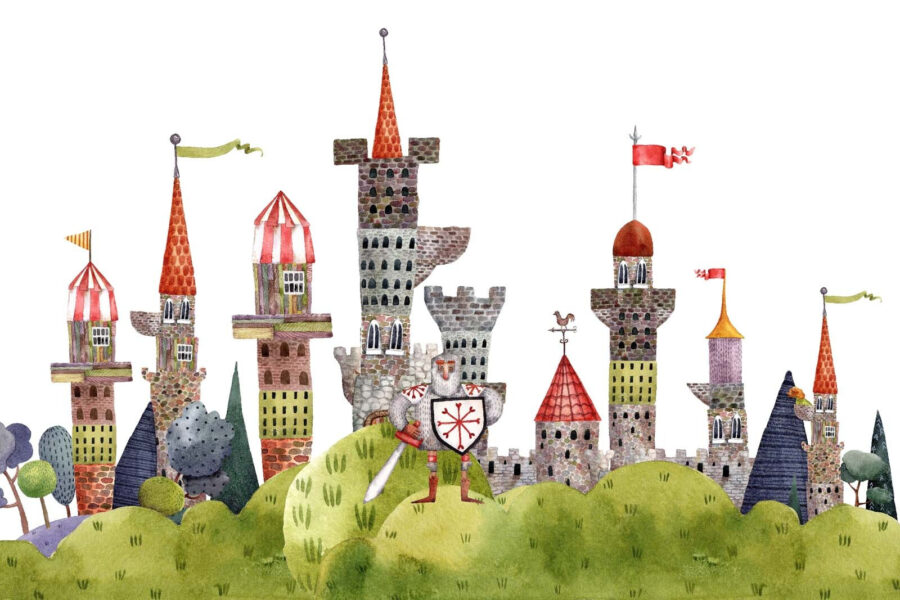 Papel de parede Pintura a aguarela de um castelo - Image 2