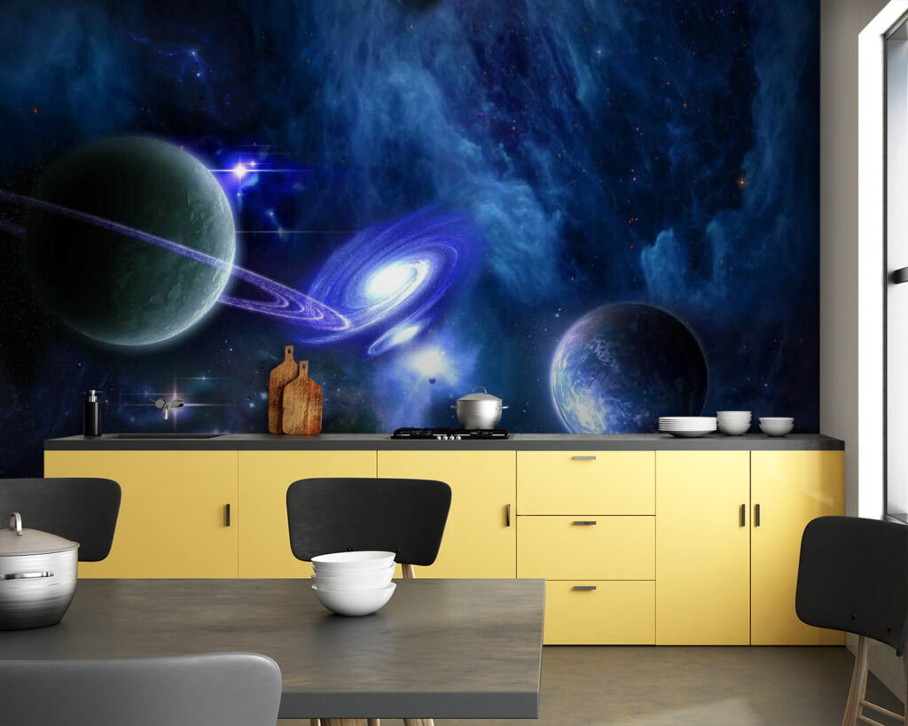 Planets in space with planets and stars