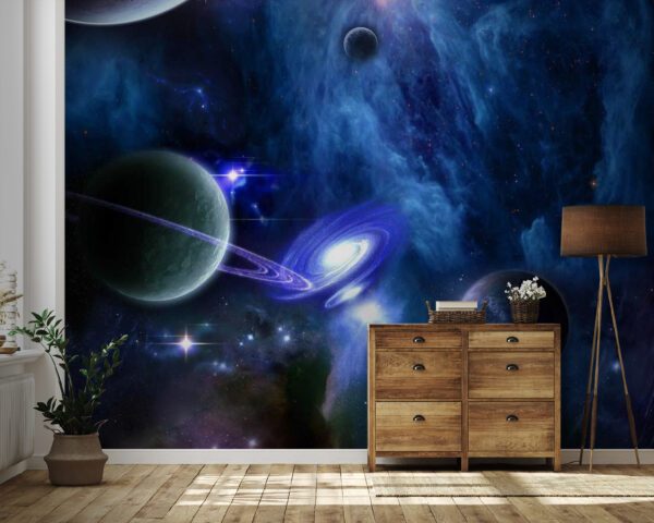 Planetas no espaço com planetas e estrelas Planetas no espaço com planetas e estrelas