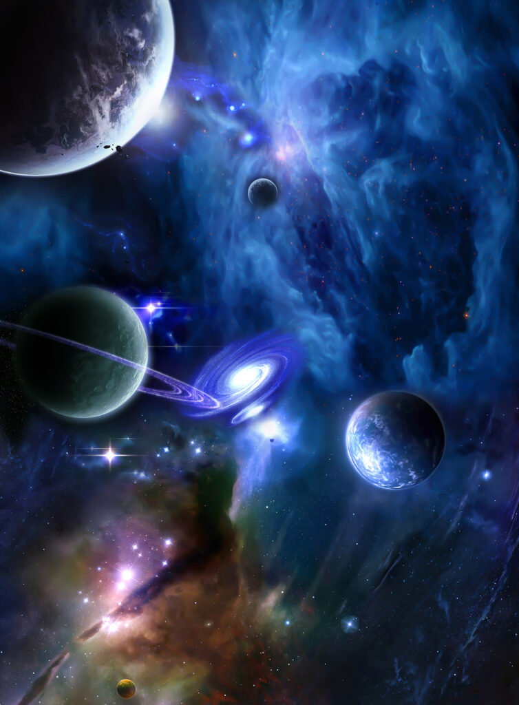 Planetas no espaço com planetas e estrelas Planetas no espaço com planetas e estrelas
