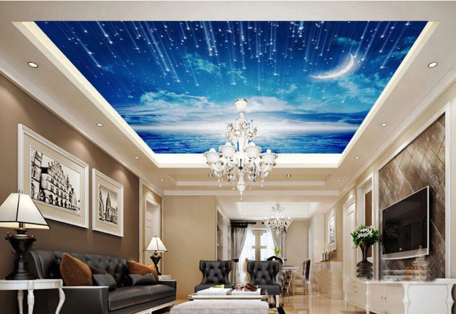 Papel de parede Lua e estrelas no céu