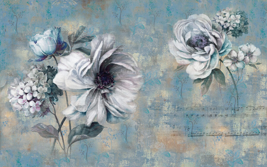 Pintura de flores e notas