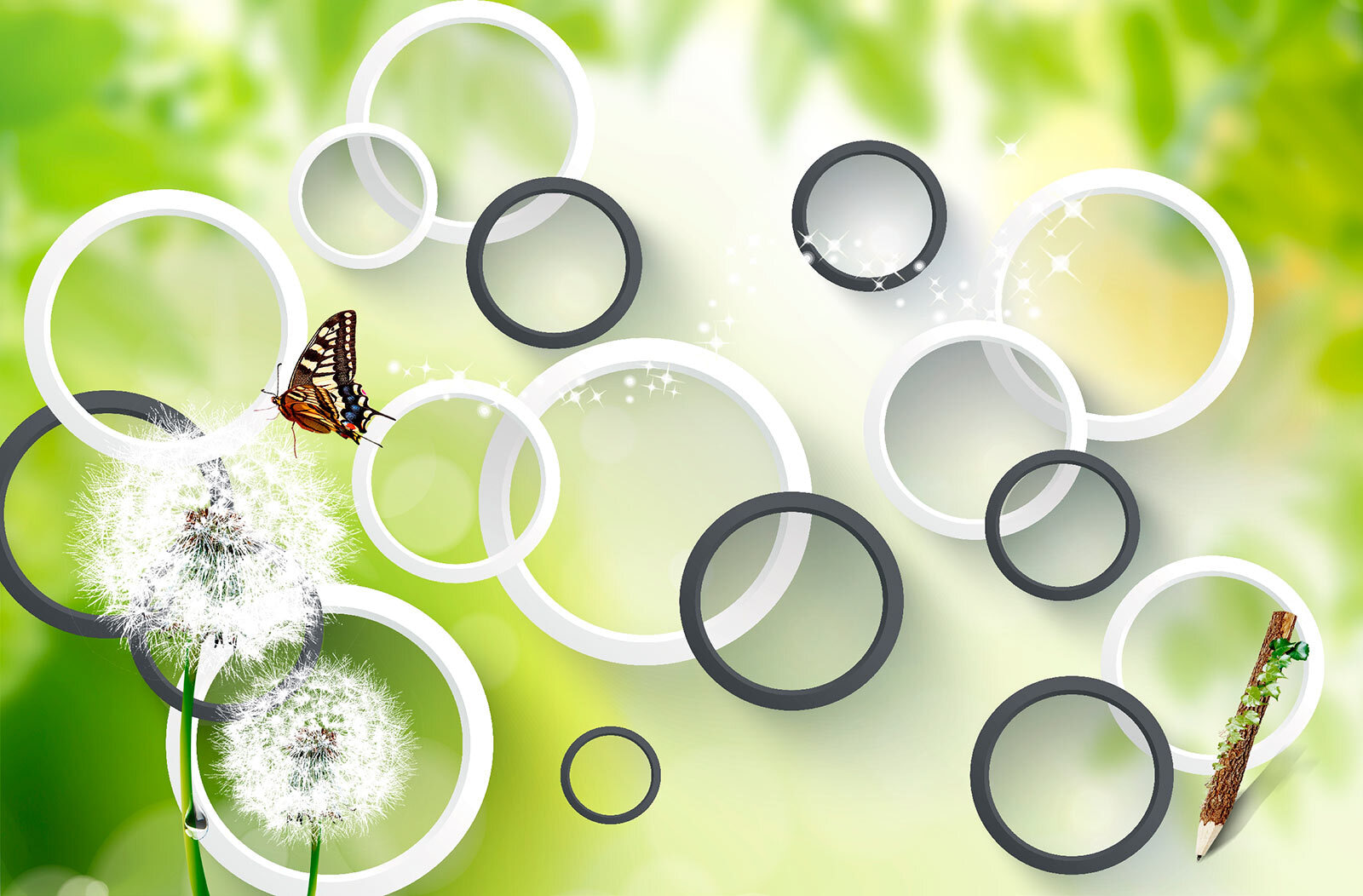 Borboleta numa flor de dente-de-leão u42442p - Borboleta numa flor de dente-de-leão - tegory