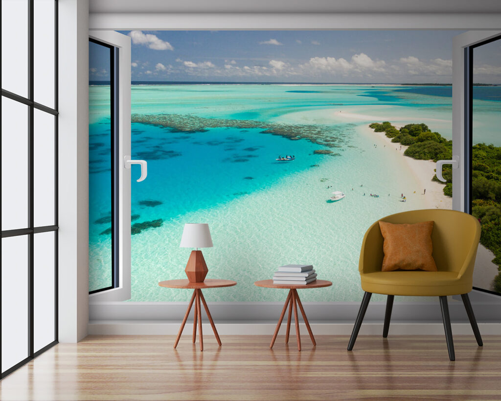 View of a beach from a window View of a beach from a window