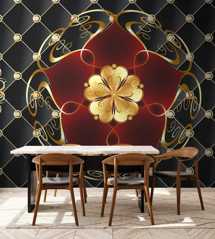 Desenho floral elegante sobre fundo preto