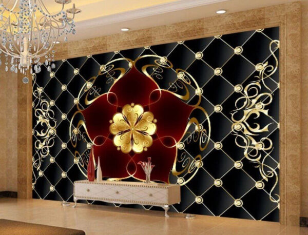 Desenho floral elegante sobre fundo preto Papel de parede Desenho floral elegante sobre fundo preto