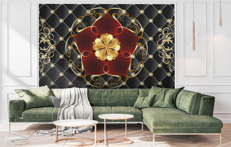 Desenho floral elegante sobre fundo preto