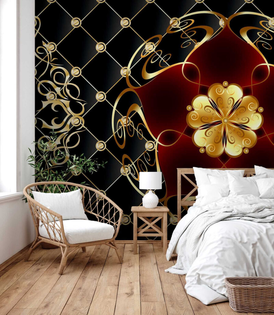 Desenho floral elegante sobre fundo preto