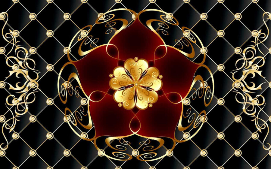 Desenho floral elegante sobre fundo preto
