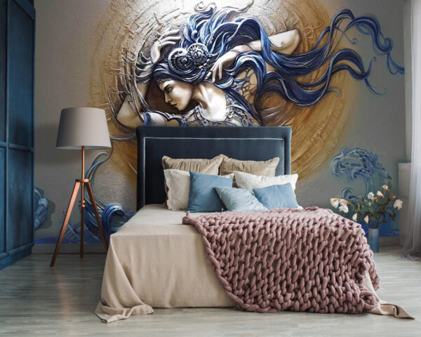 Pintura de uma mulher com cabelo comprido Pintura de uma mulher com cabelo comprido