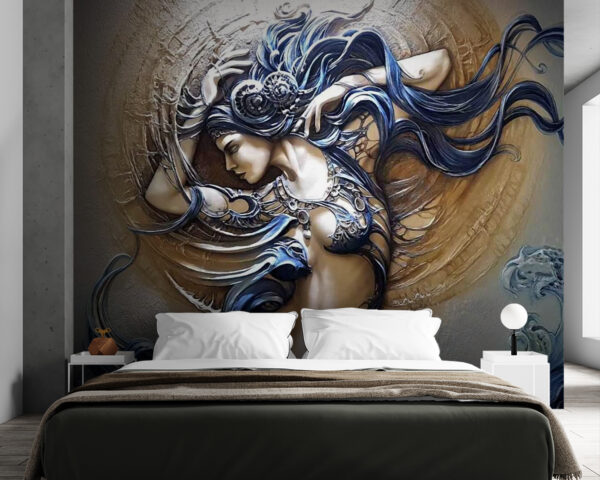 Pintura de uma mulher com cabelo comprido Pintura de uma mulher com cabelo comprido