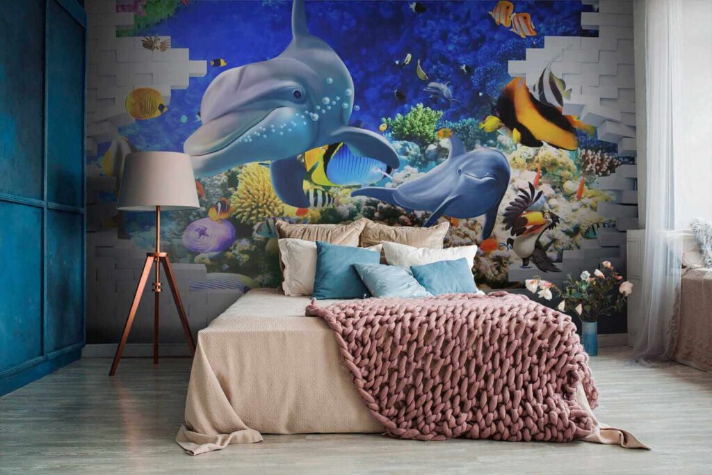 Mural de um peixe e golfinhos u40459pib2 1024x683 - Mural de um peixe e golfinhos - tegory