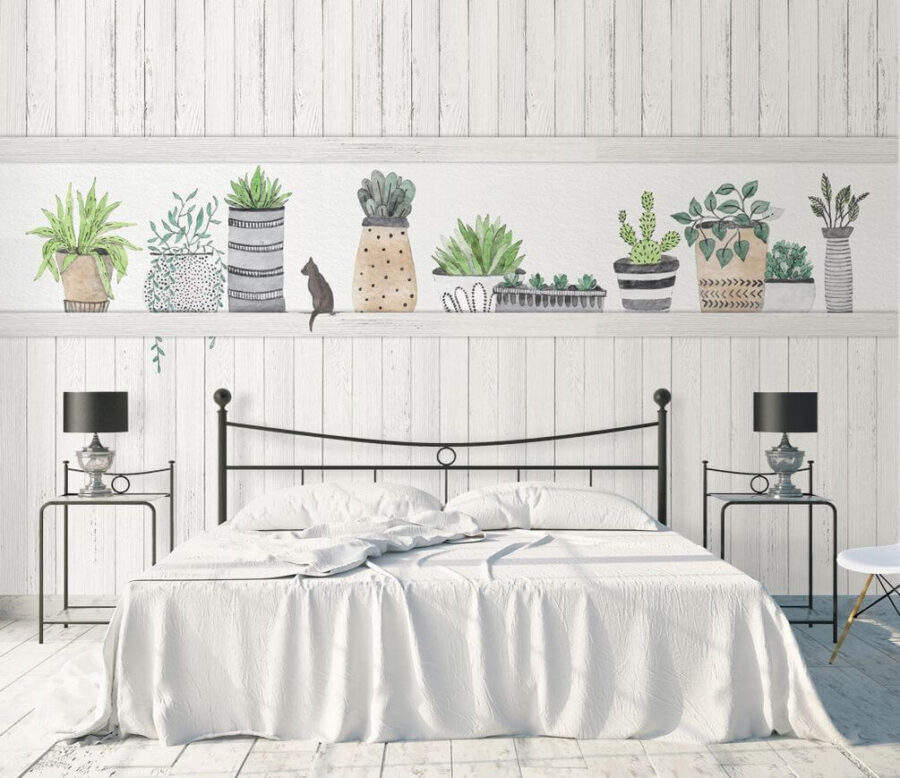 Fileira de plantas em vaso