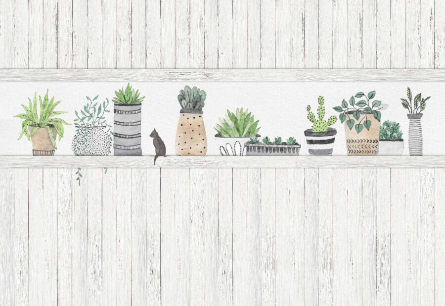 Fileira de plantas em vaso
