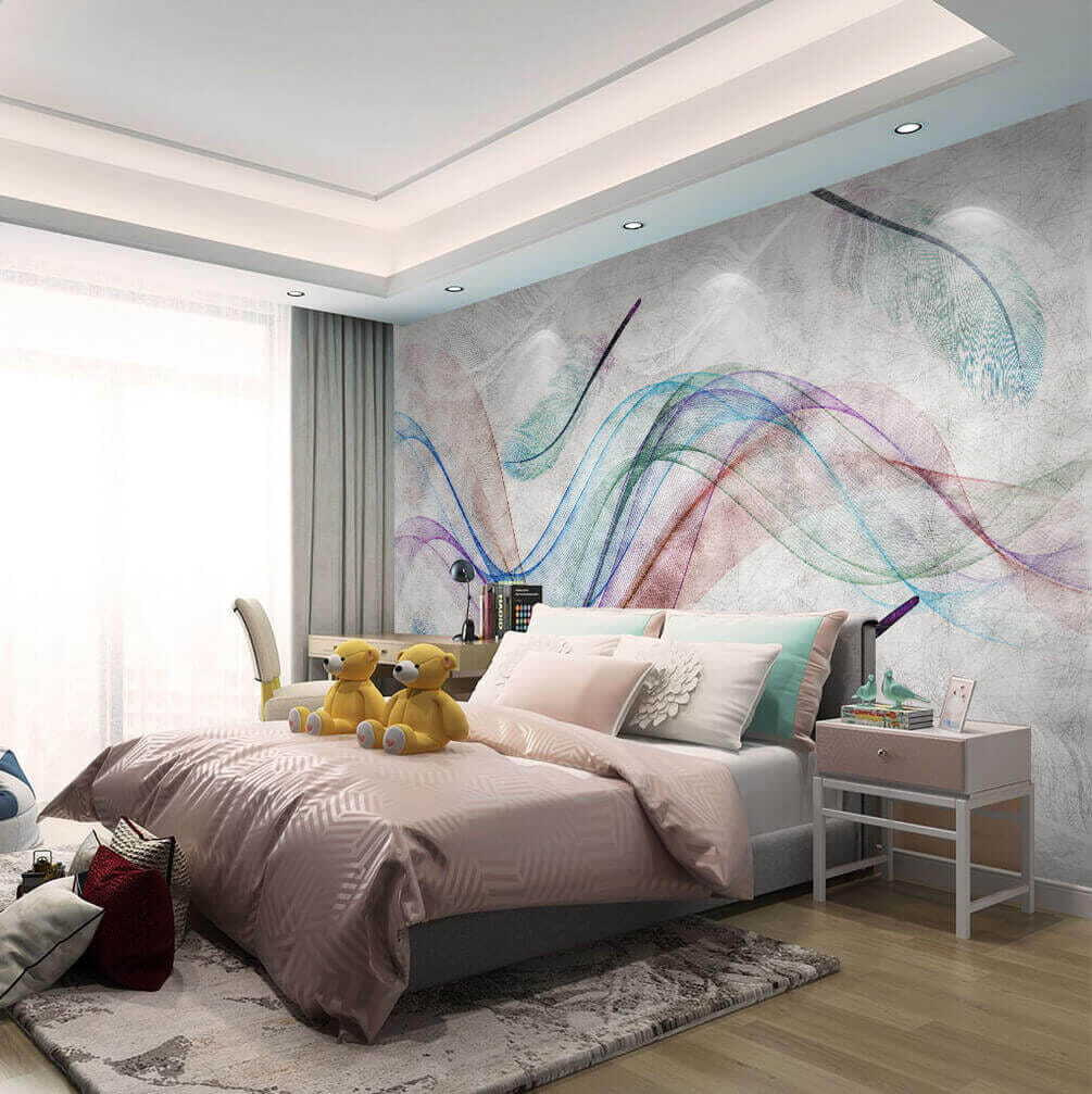 Colorful feathers on a white surface Colorful feathers on a white surface