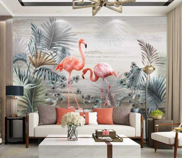 Papel de parede Grupo de flamingos numa floresta (REF: u38906) Papel de parede Papel de parede Grupo de flamingos numa floresta (REF: u38906)