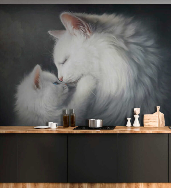 Gato e gatinho a beijarem-se Gato e gatinho a beijarem-se